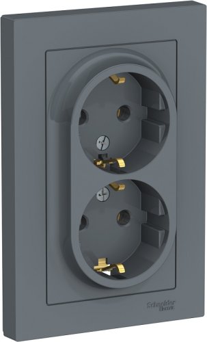 Розетка с заземлением Systeme Electric AtlasDesign 1-м. 2 мод. грифель фото Розетка с заземлением Systeme Electric AtlasDesign 1-м. 2 мод. грифель картинка